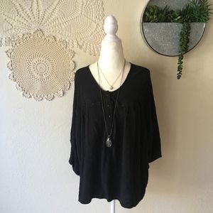 Amuse Society black button front crochet lace top